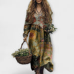 Langarm-Kleid mit Blumen- und Paisleyprint, mehrfarbige Flächen, fallender Saum